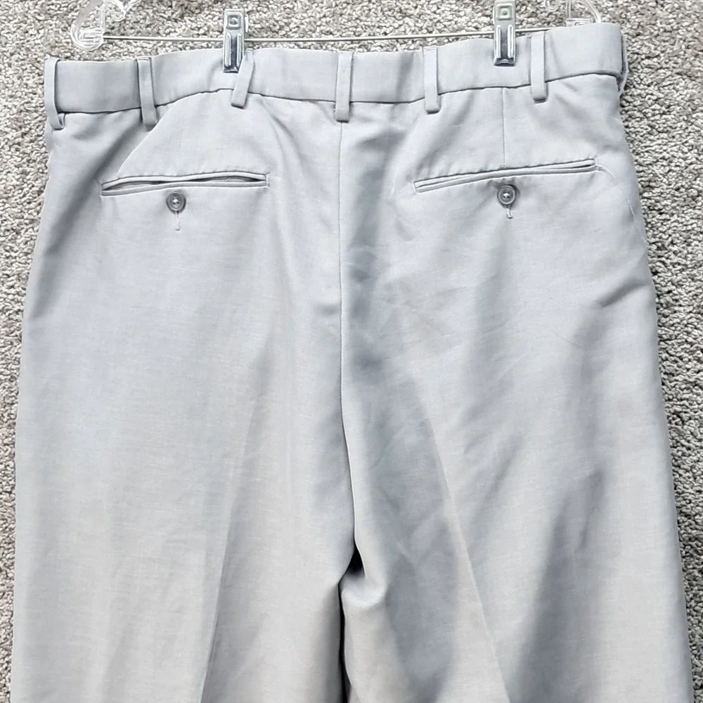 Croft & Barrow Mens Pleated Dress Pants 38x32 Gray Cuffed Straight‎ Leg Trousers